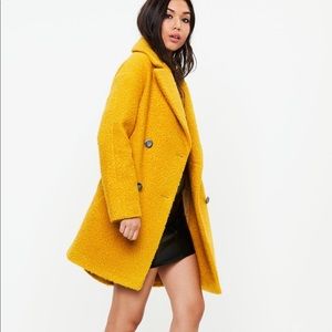 Missguided Oversized Boucle Coat (Mustard)